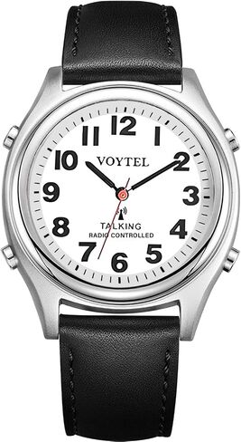 RUNCAR Elegant Mens Jumbo LCD American English Accent Atomic Talking Watch with Genuine Leather Strap,Speaks The Time, Date or Alarm time for Elderly, Impaired Sight or Blind in Kuwait