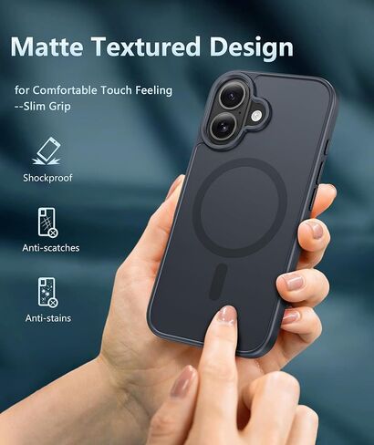 fntcase for iPhone 16e Phone Case: for iPhone 16E Case 2025 Magnetic Matte Silecone Silicone Groofroof Grading Grade STROME Protect Cover | صدع واقٍ مضاد للانزلاق in Kuwait