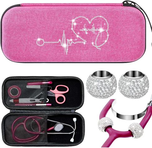 Bling Stethoscope Case Rhinestone Stethoscope Set with 1 Pcs Stethoscope Case and 2 Pcs Crystal Stethoscope Charms Stethoscope Case for Classic Iii, Lightweight Ii S.e, MDF Acoustica Stethoscopes in Saudi Arabia