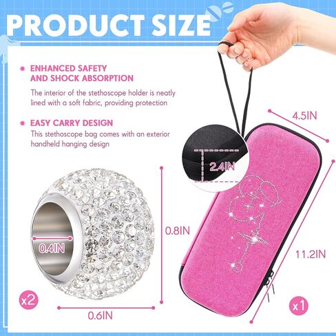 Bling Stethoscope Case Rhinestone Stethoscope Set with 1 Pcs Stethoscope Case and 2 Pcs Crystal Stethoscope Charms Stethoscope Case for Classic Iii, Lightweight Ii S.e, MDF Acoustica Stethoscopes in Saudi Arabia