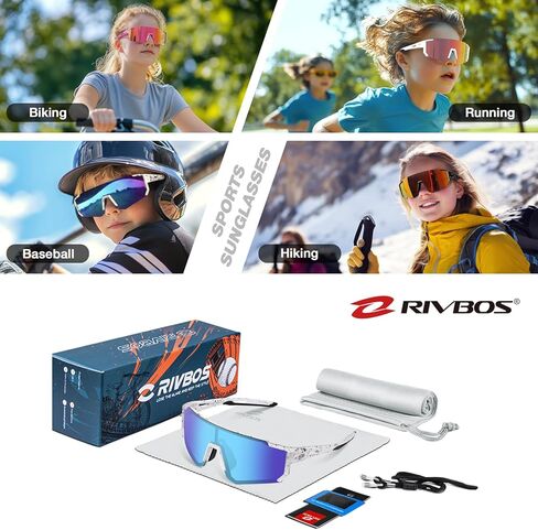 RIVBOS Youth Baseball Sunglasses for Kids(Boys&Girls) Polarized UV Protection Cycling Glasses RYS008 in Kuwait
