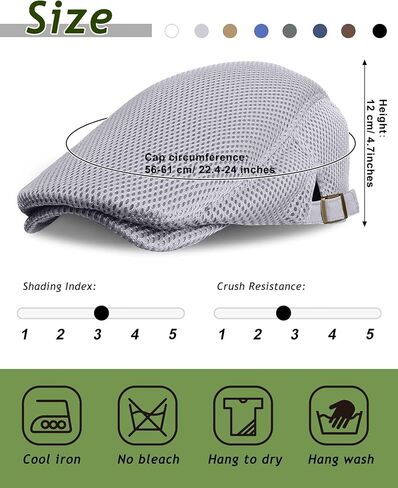 Chuarry 8 Pack Men's Mesh Flat Cap Breathable Summer Newsboy Hat Cabbie Driving Hats for Men in Kuwait