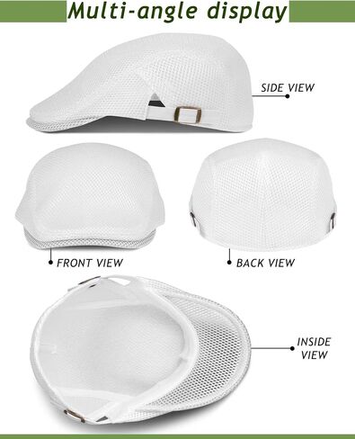 Chuarry 8 Pack Men's Mesh Flat Cap Breathable Summer Newsboy Hat Cabbie Driving Hats for Men in Kuwait