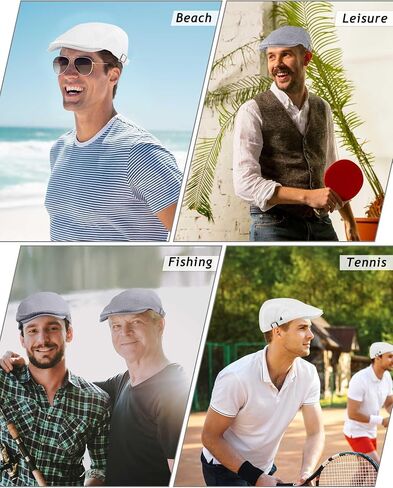 Chuarry 8 Pack Men's Mesh Flat Cap Breathable Summer Newsboy Hat Cabbie Driving Hats for Men in Kuwait