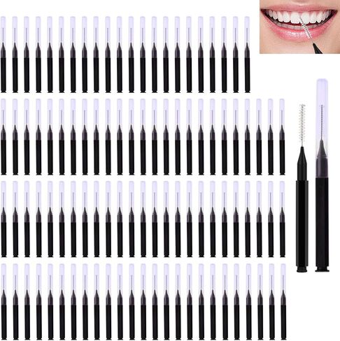ZLY 100pcs White Interdental Brushes,Braces Flossers,Braces Brush Cleaner Toothpicks Floss Picks, Eyebrow Spoolies Lamination Brush for Cleaning Teeth, Braces, and Brushing Eyelashes, Eyebrows in Saudi Arabia
