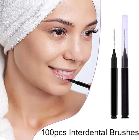 ZLY 100pcs White Interdental Brushes,Braces Flossers,Braces Brush Cleaner Toothpicks Floss Picks, Eyebrow Spoolies Lamination Brush for Cleaning Teeth, Braces, and Brushing Eyelashes, Eyebrows in Saudi Arabia