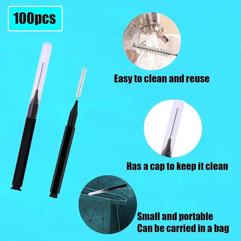ZLY 100pcs White Interdental Brushes,Braces Flossers,Braces Brush Cleaner Toothpicks Floss Picks, Eyebrow Spoolies Lamination Brush for Cleaning Teeth, Braces, and Brushing Eyelashes, Eyebrows in Saudi Arabia