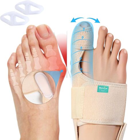 Welnove Bunion Corrector Women & Men Big Toe: 1 Pair Bunion Splint Brace - Adjustable Bunion Correction with Soft Gel - Bunion Pads for Pain Relief - Toe Straightener with Non-slip Strap in Saudi Arabia