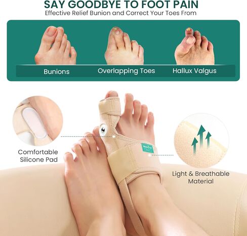 Welnove Bunion Corrector Women & Men Big Toe: 1 Pair Bunion Splint Brace - Adjustable Bunion Correction with Soft Gel - Bunion Pads for Pain Relief - Toe Straightener with Non-slip Strap in Saudi Arabia