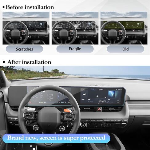 SKTU for 2025 2026 Ioniq 5 Accessories Screen Protector for 2025+ Ioniq 5/Ioniq 5 N 12.3-Inch Instrument & 12.3-Inch Navigation Screen 2025 2026 Ioniq 5 N Accessories Tempered Glass [9H Hardness, Ultra Clear, Anti-Glare&Scratch] in Kuwait