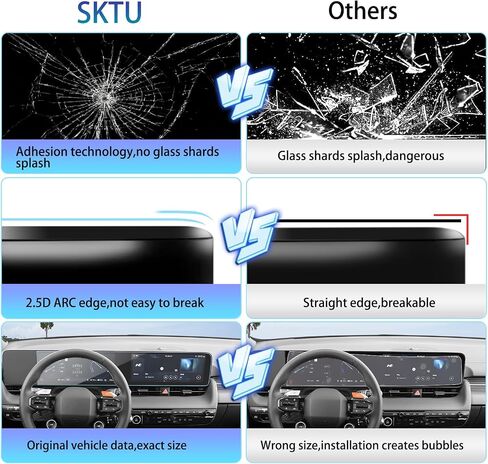 SKTU for 2025 2026 Ioniq 5 Accessories Screen Protector for 2025+ Ioniq 5/Ioniq 5 N 12.3-Inch Instrument & 12.3-Inch Navigation Screen 2025 2026 Ioniq 5 N Accessories Tempered Glass [9H Hardness, Ultra Clear, Anti-Glare&Scratch] in Kuwait