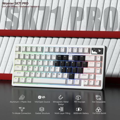 Womier 75% Wireless Mechanical Gaming Keyboard with Knob & Display in Kuwait
