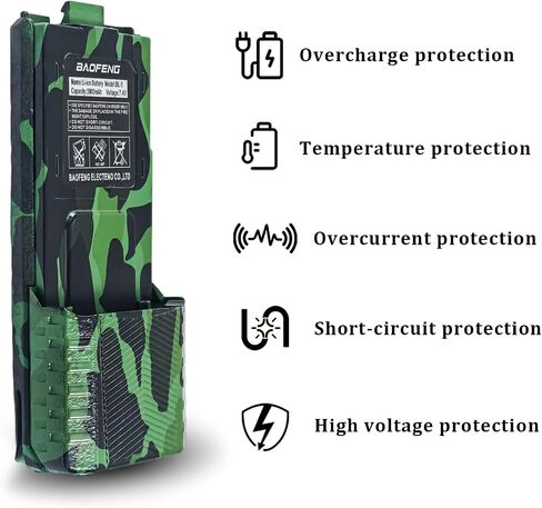 BAOFENG 2 Pack BF-F8HP Battery BL-5 Extended 3800mAh Large Capacity Camo Li-ion Batter for GMRS Radio UV-5R Series in Saudi Arabia