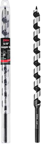 ZKH Auger Drill Bit for Wood, 3/8 x 12 Inch Long Drill Bit with 3/8" Hex Shank, High Carbon Steel Wood Drill Bit with Self-Positioning Tip, Smooth Drilling for Soft and Hardwood, Plastic, Drywall in Kuwait