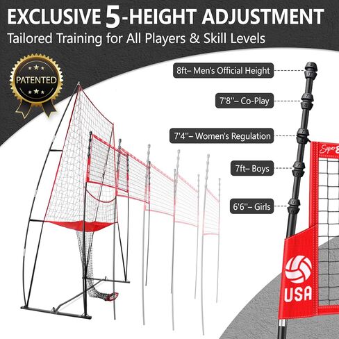 12x11 ft Large Volleyball Practice Net Station with 5 Adjustable Heights for Backyard, Outdoor, Indoor Training Equipment System Freestanding Set in Saudi Arabia