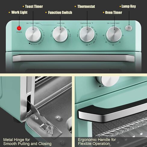 MAT EXPERT 7 in 1 Convection Air Toaster Oven, 1550W 19 QT Countertop Oven Toast Cooker w/1-60 Min Timer, 250-450°F Temp Control, Air Fry, Bake, Broil, Toast, Warm for Pizza/Chicken/Cookies (Green) in Saudi Arabia