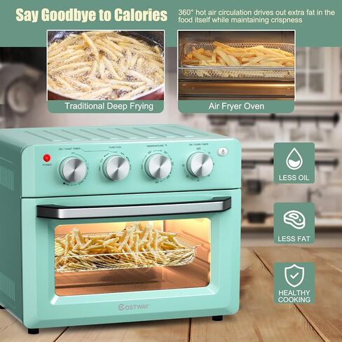 MAT EXPERT 7 in 1 Convection Air Toaster Oven, 1550W 19 QT Countertop Oven Toast Cooker w/1-60 Min Timer, 250-450°F Temp Control, Air Fry, Bake, Broil, Toast, Warm for Pizza/Chicken/Cookies (Green) in Saudi Arabia
