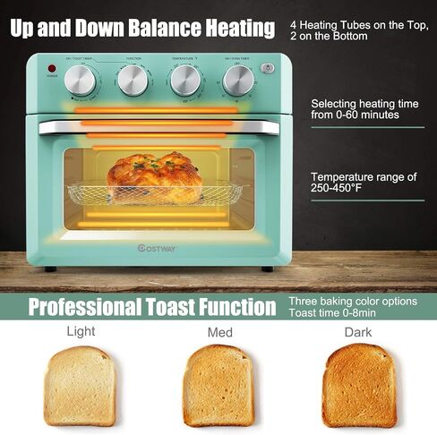 MAT EXPERT 7 in 1 Convection Air Toaster Oven, 1550W 19 QT Countertop Oven Toast Cooker w/1-60 Min Timer, 250-450°F Temp Control, Air Fry, Bake, Broil, Toast, Warm for Pizza/Chicken/Cookies (Green) in Saudi Arabia