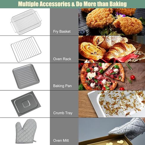 MAT EXPERT 7 in 1 Convection Air Toaster Oven, 1550W 19 QT Countertop Oven Toast Cooker w/1-60 Min Timer, 250-450°F Temp Control, Air Fry, Bake, Broil, Toast, Warm for Pizza/Chicken/Cookies (Green) in Saudi Arabia