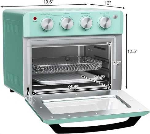 MAT EXPERT 7 in 1 Convection Air Toaster Oven, 1550W 19 QT Countertop Oven Toast Cooker w/1-60 Min Timer, 250-450°F Temp Control, Air Fry, Bake, Broil, Toast, Warm for Pizza/Chicken/Cookies (Green) in Saudi Arabia