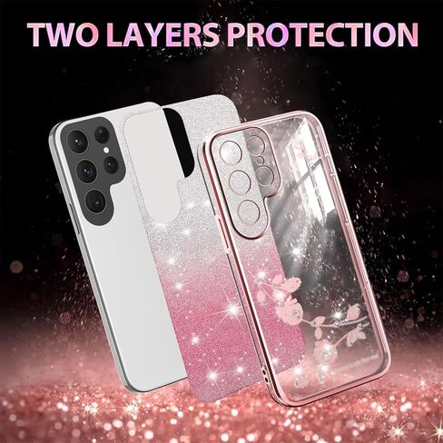 for Samsung Galaxy S25 Case Glitter with Crossbody Lanyard Strap for Women Girls, Sparkle Bling Shiny Girly Phone Cover Cute Flowers Floral Case for Galaxy S25 5G YSS Purple in Kuwait