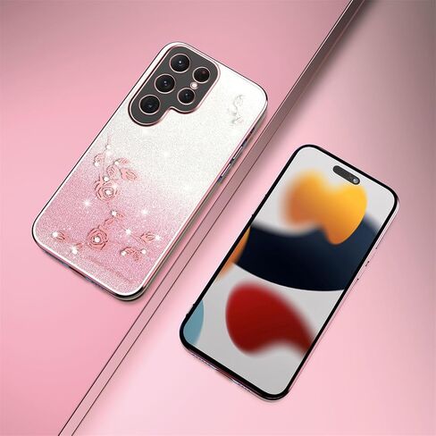 for Samsung Galaxy S25 Case Glitter with Crossbody Lanyard Strap for Women Girls, Sparkle Bling Shiny Girly Phone Cover Cute Flowers Floral Case for Galaxy S25 5G YSS Purple in Kuwait