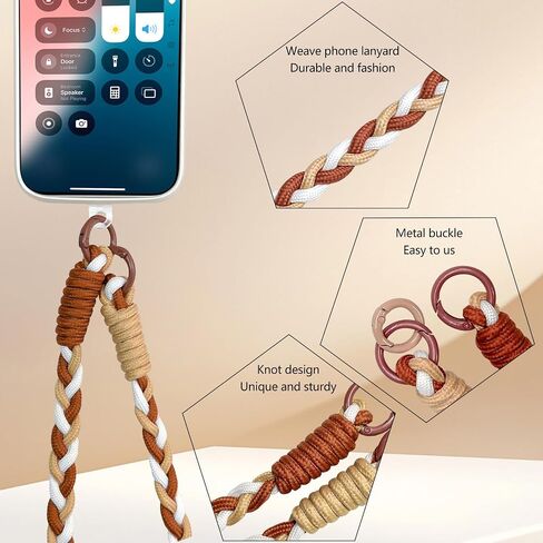 Phone Lanyard, Cellphone Neck Strap, 2× Tether Tab, 1× Zipper Pouch, Universal Lanyard for Women, Weave Clip and Go Phone Strap with Wallet for Smartphones, Black+Gray in Saudi Arabia
