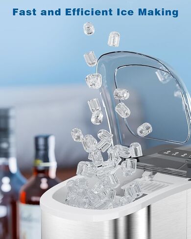 Antarctic Star Commercial Ice Maker, 100lbs/24H, 33lbs Storage, Stainless Steel, Under Counter Ice Machine for Home/Bar/Restaurant in Saudi Arabia