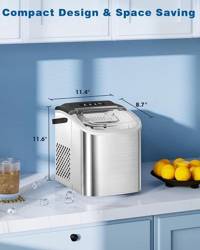 Antarctic Star Commercial Ice Maker, 100lbs/24H, 33lbs Storage, Stainless Steel, Under Counter Ice Machine for Home/Bar/Restaurant in Saudi Arabia