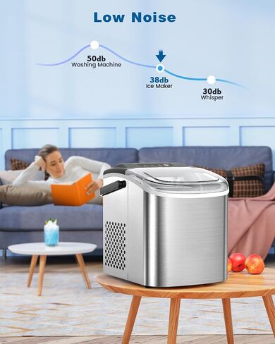 Antarctic Star Commercial Ice Maker, 100lbs/24H, 33lbs Storage, Stainless Steel, Under Counter Ice Machine for Home/Bar/Restaurant in Saudi Arabia