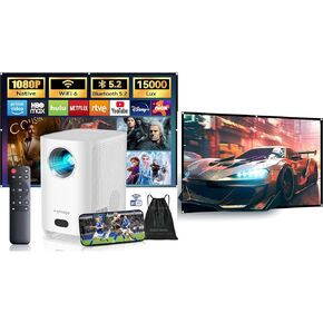 [Electric Focus] Projector with WiFi and Bluetooth, Agreago 1080P Native Projector, 15000Lumens Portable Mini Projector, Outdoor Movie Projector Compatible with Screen