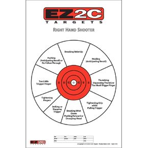 EZ2C Right Handed Shooting Range Diagnostic Training Paper Target Pack of 25