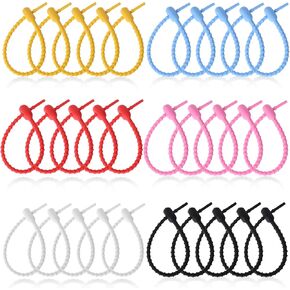 30 Pcs Silicone Zip Ties 8 Inch Silicone Cable Ties Reusable Colourful Cable Ties Releasable Zip Ties Organizer for Bundling and Organizing Food bags Wires