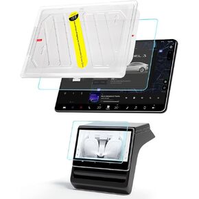 حامي الشاشة لـ Tesla Model 3 Highland 2024 2025 Model Y Juniper 2025 مع مجموعة محاذاة ، شاشة اللمس الزجاجية المقبدة الأمامية 9H صلبة مضادة للوهج HD Clear