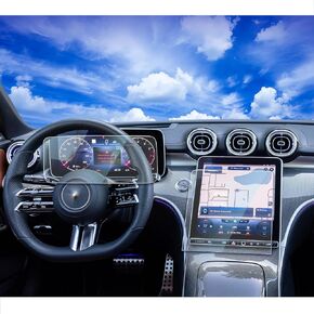 2pcs Matte 2024 2025 Benz C300 Tempered Glass Screen Protector for 2025 2024 2022 2023 Mercedes Benz GLC300 C300 4matic W206/2023 2024 AMG C43/2024 AMG C63 11.9inch Nav. 12.3’’ Dash Anti Glare