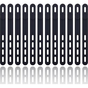 12Pack Silicone Cable Ties, Cord Organizer - SONATURE, Reusable Washable Elastic Cable Straps with Locking Buckle, Cable Management, Wire Organizer for Home, Office, Car, Travel etc. (BLACK)