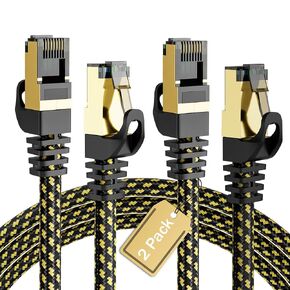 Cat6A Ethernet Cables 20 FT (2-Pack), Snagless CAT6 RJ45 10Gbps Ethernet Cable, FTP Shielded Ethernet Patch Cord, Cat6 Internet Network LAN Cable, Oxygen-Free Copper, Cat 6 Cable, Gold-Plated Plug