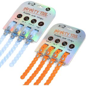 Infinity Tool™ 8-Pack (4 Glacier, 4 Neon Orange) - Flexible Multi-Tool, Utility Bracelet, Gear Strap, Wearable Gadget for Outdoor Adventure, Survival, Camping, Travel, EDC