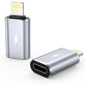 2 Pack Female USB C ، شحن فقط ، متوافق مع iPhone 14 ، 13 ، 12 ، 11 XS 8 SE iPad ipod ، وليس لسماعات الصوت/OTG Android ، رمادي