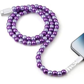 Aolcev for iPhone Charging Cable 3.3FT [MFi Certified] 66W Fast Charger Cord Cute Beaded Phone Charger Cord USB C Charging Cable for iPhone 14 13 12 11 Pro Max 8 7 6 Plus iPad Pro/Air/Mini Purple
