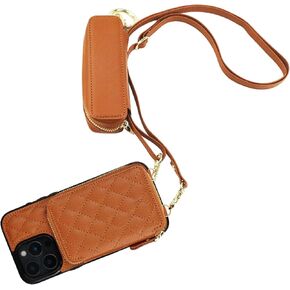 Bocasal A Stylish Crossbody Wallet Case for iPhone 16 Pro Max + A Leather Lipstick Case Holder
