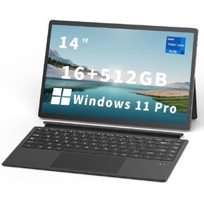 2 in 1 Laptop Touchscreen, 14 Inch Tablet Laptop Computer, Intel 12th Gen N100 Processor, 16GB DDR5 RAM, 512GB SSD, 1920 x 1200, Wi-Fi 6, BT5.2, Backlit Keyboard, Windows 11 Pro