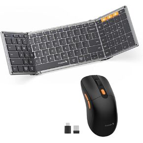 ProtoArc XK01 Foldable Bluetooth Keyboard and EM15 Wireless Mouse Jiggler USB C Mouse