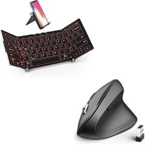 iClever BK05 Bluetooth Keyboard with 3-Color Backlight, Bluetooth 5.1 Multi-Device Foldable Keyboard with Aluminum Alloy Base for iOS Windows Android Tablets, Smartphones, Laptops, PC and More