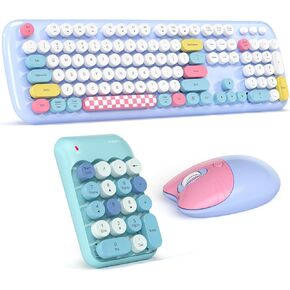 Wireless Keyboard and Mouse Combo with 8 Multimedia Keys + Wireless 18-Key Numeric Keypad, 2.4GHz Portable Numpad for Laptop, Desktop, PC, Financial Accounting Use