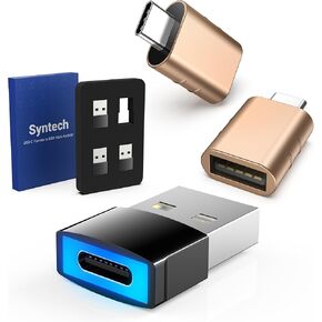 Syntech USB C to USB Adapter (2 Pack) & DrivePower USB to USB C Adapter with LED Light 4 Pack