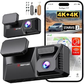 REDTIGER Dash Cam F77 with Acc Multi-Size Hardwire Kit
