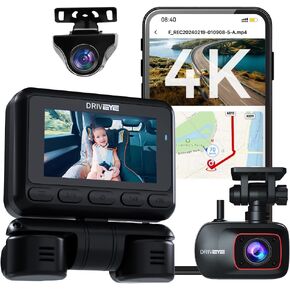 D9 4K Dash Cam with 5 Cameras – 4 Channel + 1 Baby Car Camera, Front and Rear, 360° View, IR Night Vision, Free 128GB Card & CPL, 5GHz Wi-Fi GPS, Voice Control, 24H Parking Mode, G-Sensor