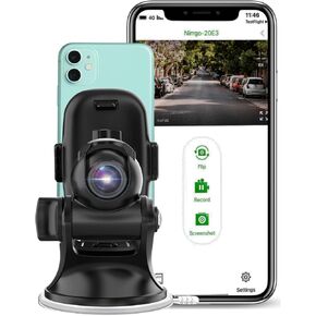 2-in-1 Dash Cam Front & Phone Holder – Front Dash Camera with USB-C, 32GB SD Card & App | Patented Dash Camera for Cars | NIRRGO