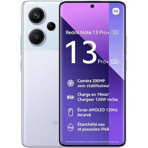 Xiaomi Redmi Note 13 Pro+ 5G (256GB + 8GB) 6.67" 200Mp Triple (for Tmobile Mint Tello & Global) Global Version Unlocked (Aurora Purple)